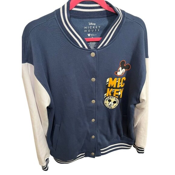 Disney Mickey Mouse Men's Large Varsity Jacket Colorblock Bomber Jacket Unisex - Picture 2 of 5